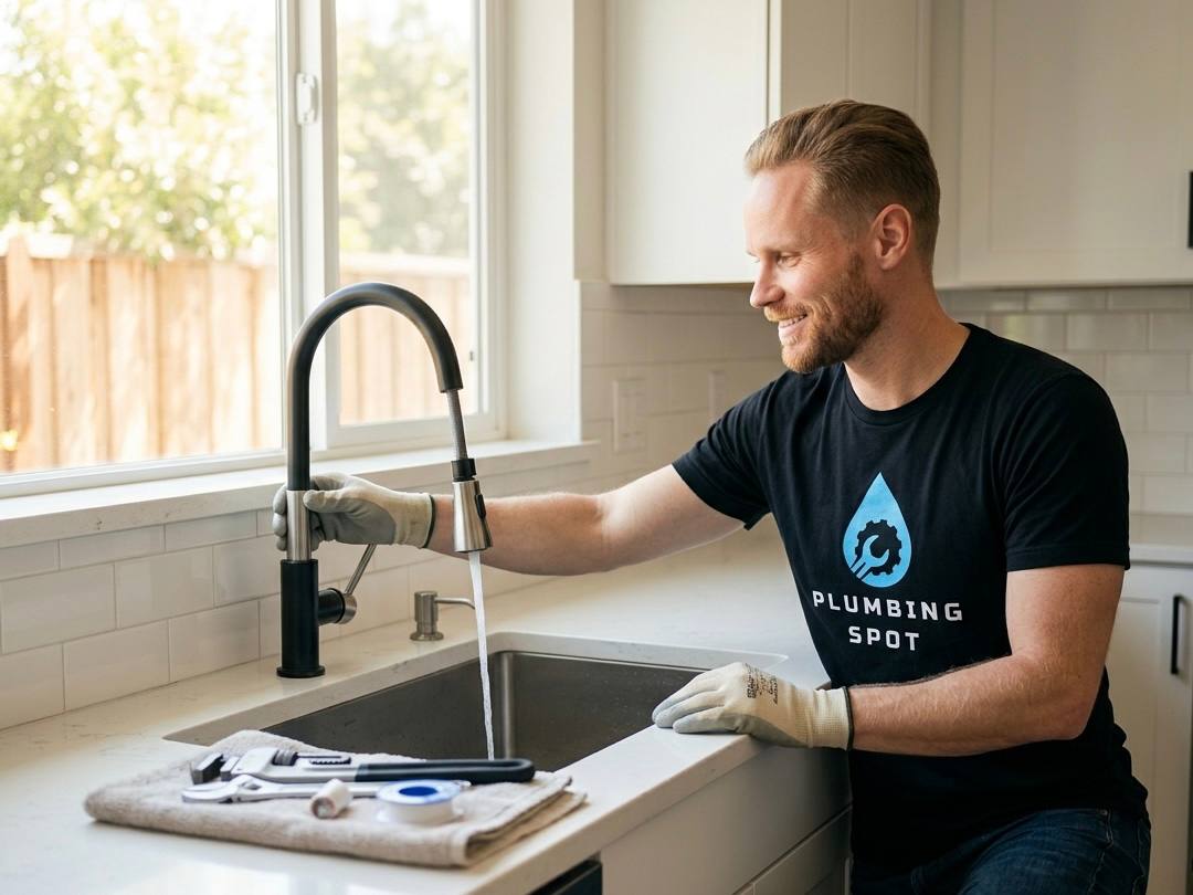 Professional plumber at work