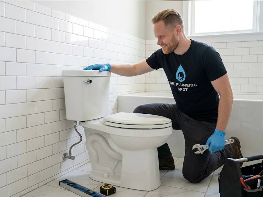 Professional plumber at work